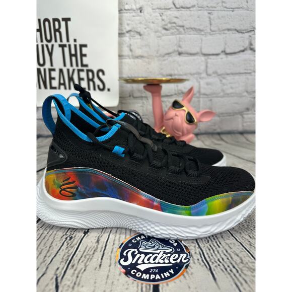 Under Armour Curry 8 Basketball Shoes Mens 8.5 Black Tie Dye Feel Good Flow Knit main image 4